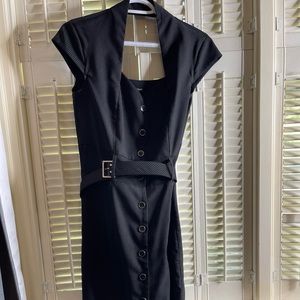 Knee length button dress with belt